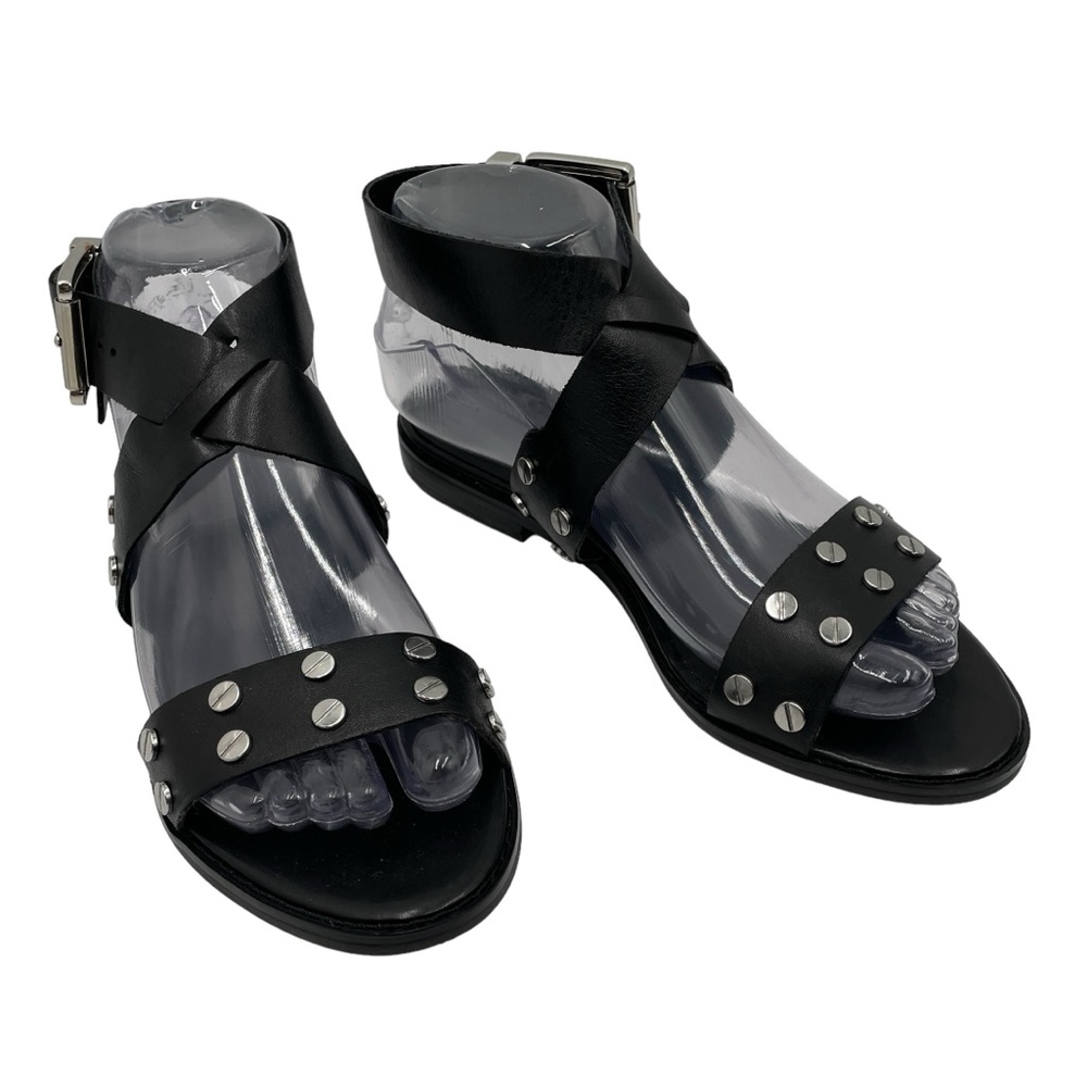 Rebecca Minkoff Women’s Studded Sandals Black Leather Shoes Strappy Size 6.5